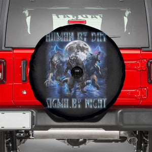 Alpha Wolf Spare Tire Cover Human By Day Sigma By Night TS09 Black Print Your Wear