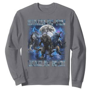 Alpha Wolf Sweatshirt Human By Day Sigma By Night TS09 Charcoal Print Your Wear