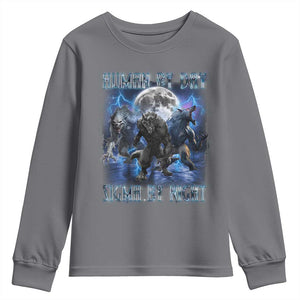 Alpha Wolf Youth Sweatshirt Human By Day Sigma By Night TS09 Charcoal Print Your Wear