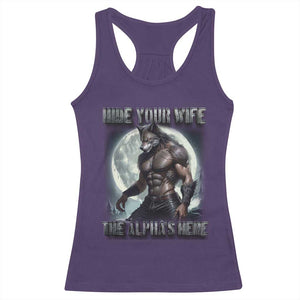 Alpha Wolf Racerback Tank Top Hide Your Wife The Alpha's Here TS09 Purple Print Your Wear