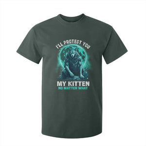 Funny Alpha Wolf T Shirt For Kid I'll Protect You Kitten No Matter What TS09 Dark Forest Green Print Your Wear