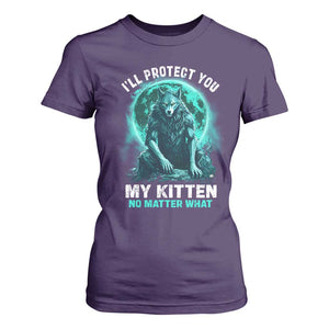 Funny Alpha Wolf T Shirt For Women I'll Protect You Kitten No Matter What TS09 Purple Print Your Wear