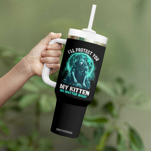 Funny Alpha Wolf Tumbler With Handle I'll Protect You Kitten No Matter What TS09 Print Your Wear