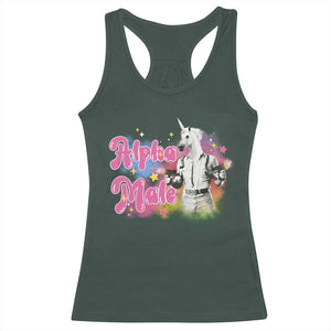 Funny Alpha Male Unicorn Racerback Tank Top TS09 Dark Forest Green Print Your Wear
