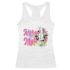 Funny Alpha Male Unicorn Racerback Tank Top TS09 White Print Your Wear