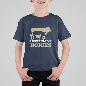 Funny Vegetarian T Shirt For Kid I Don't Eat My Homies TS09 Navy Print Your Wear