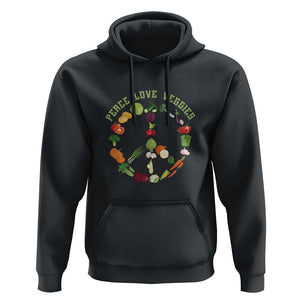 Vegetarian Hoodie Peace Love Veggies TS09 Black Print Your Wear