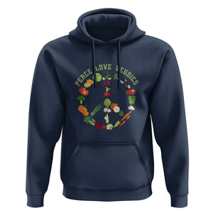 Vegetarian Hoodie Peace Love Veggies TS09 Navy Print Your Wear