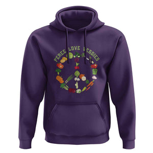 Vegetarian Hoodie Peace Love Veggies TS09 Purple Print Your Wear