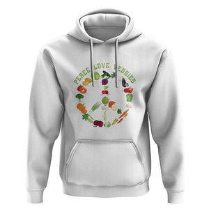 Vegetarian Hoodie Peace Love Veggies TS09 White Print Your Wear