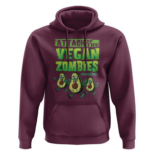 Halloween Vegetarian Hoodie Attack of the Vegan Zombies TS09 Maroon Print Your Wear