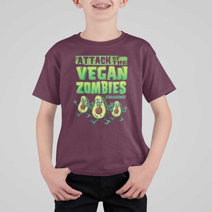 Halloween Vegetarian T Shirt For Kid Attack of the Vegan Zombies TS09 Maroon Print Your Wear