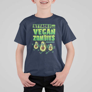 Halloween Vegetarian T Shirt For Kid Attack of the Vegan Zombies TS09 Navy Print Your Wear