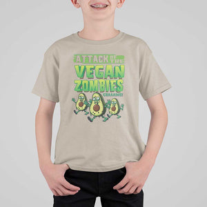Halloween Vegetarian T Shirt For Kid Attack of the Vegan Zombies TS09 Sand Print Your Wear