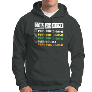 Gamer Hoodie Daily Checklist Play Video Game TS09 Dark Heather Print Your Wear