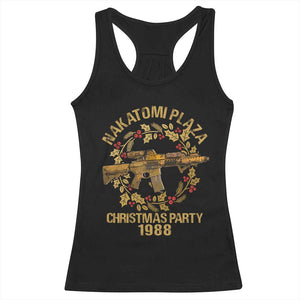 Nakatomi Plaza Christmas Party Racerback Tank Top American Patriotic Gold Holly Wreath Machine Gun TS09 Black Print Your Wear