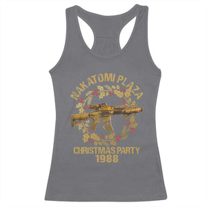 Nakatomi Plaza Christmas Party Racerback Tank Top American Patriotic Gold Holly Wreath Machine Gun TS09 Charcoal Print Your Wear