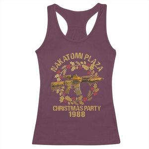 Nakatomi Plaza Christmas Party Racerback Tank Top American Patriotic Gold Holly Wreath Machine Gun TS09 Maroon Print Your Wear