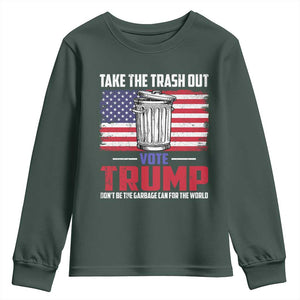 Trump 2024 Youth Sweatshirt Dont Be The Garbage Can For The World Take The Trash Out TS09 Dark Forest Green Print Your Wear
