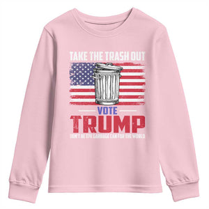Trump 2024 Youth Sweatshirt Dont Be The Garbage Can For The World Take The Trash Out TS09 Light Pink Print Your Wear