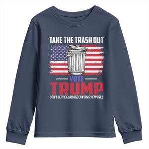 Trump 2024 Youth Sweatshirt Dont Be The Garbage Can For The World Take The Trash Out TS09 Navy Print Your Wear