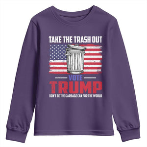 Trump 2024 Youth Sweatshirt Dont Be The Garbage Can For The World Take The Trash Out TS09 Purple Print Your Wear