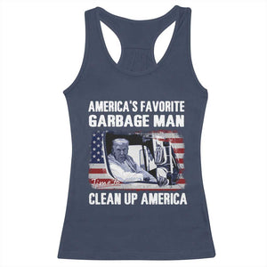 Trump 2024 Racerback Tank Top America's Favorite Garbage Man Time To Clean Up American TS09 Navy Print Your Wear
