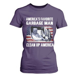 Trump 2024 T Shirt For Women America's Favorite Garbage Man Time To Clean Up American TS09 Purple Print Your Wear