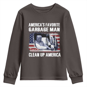 Trump 2024 Youth Sweatshirt America's Favorite Garbage Man Time To Clean Up American TS09 Dark Chocolate Print Your Wear