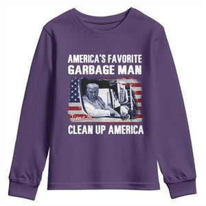Trump 2024 Youth Sweatshirt America's Favorite Garbage Man Time To Clean Up American TS09 Purple Print Your Wear