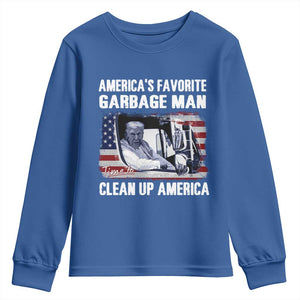 Trump 2024 Youth Sweatshirt America's Favorite Garbage Man Time To Clean Up American TS09 Royal Blue Print Your Wear
