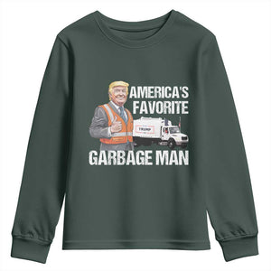 Trump 2024 Youth Sweatshirt America's Favorite Garbage Man TS09 Dark Forest Green Print Your Wear