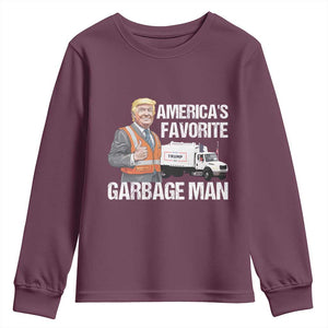 Trump 2024 Youth Sweatshirt America's Favorite Garbage Man TS09 Maroon Print Your Wear