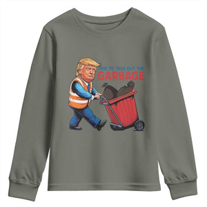 Trump 2024 Youth Sweatshirt Time To Take Out The Garbage TS09 Military Green Print Your Wear