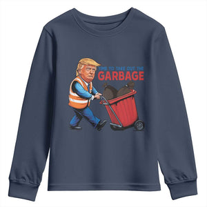 Trump 2024 Youth Sweatshirt Time To Take Out The Garbage TS09 Navy Print Your Wear