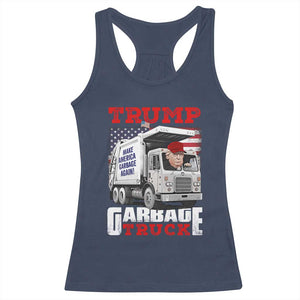 Trump 2024 Racerback Tank Top Trump Garbage Truck TS09 Navy Print Your Wear