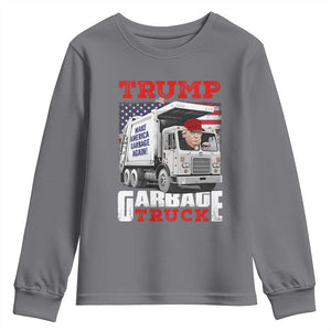 Trump 2024 Youth Sweatshirt Trump Garbage Truck TS09 Charcoal Print Your Wear
