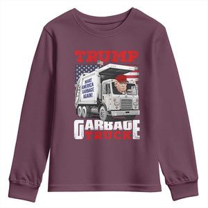 Trump 2024 Youth Sweatshirt Trump Garbage Truck TS09 Maroon Print Your Wear