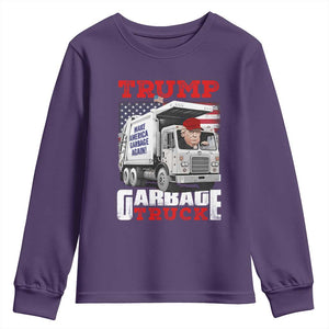 Trump 2024 Youth Sweatshirt Trump Garbage Truck TS09 Purple Print Your Wear