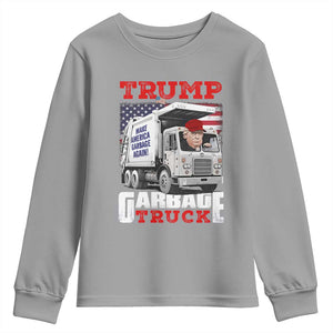 Trump 2024 Youth Sweatshirt Trump Garbage Truck TS09 Sport Gray Print Your Wear