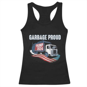Trump 2024 Racerback Tank Top Garbage Proud Trump Garbage Truck TS09 Black Print Your Wear