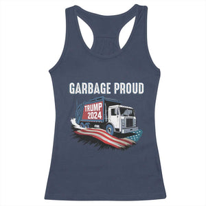 Trump 2024 Racerback Tank Top Garbage Proud Trump Garbage Truck TS09 Navy Print Your Wear