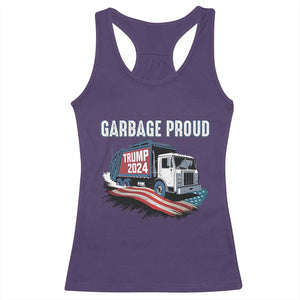 Trump 2024 Racerback Tank Top Garbage Proud Trump Garbage Truck TS09 Purple Print Your Wear