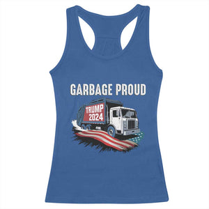 Trump 2024 Racerback Tank Top Garbage Proud Trump Garbage Truck TS09 Royal Blue Print Your Wear