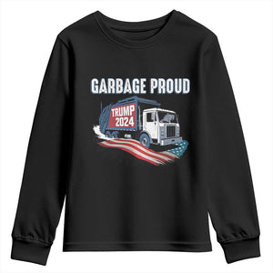 Trump 2024 Youth Sweatshirt Garbage Proud Trump Garbage Truck TS09 Black Print Your Wear