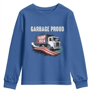 Trump 2024 Youth Sweatshirt Garbage Proud Trump Garbage Truck TS09 Royal Blue Print Your Wear