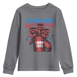 Trump 2024 Youth Sweatshirt Garbage Crew Raccoon Trump Supporters TS09 Charcoal Print Your Wear