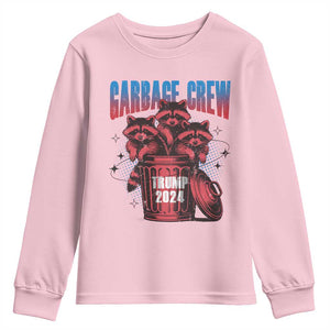 Trump 2024 Youth Sweatshirt Garbage Crew Raccoon Trump Supporters TS09 Light Pink Print Your Wear
