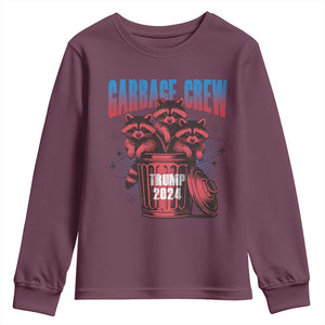 Trump 2024 Youth Sweatshirt Garbage Crew Raccoon Trump Supporters TS09 Maroon Print Your Wear