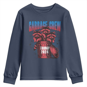 Trump 2024 Youth Sweatshirt Garbage Crew Raccoon Trump Supporters TS09 Navy Print Your Wear